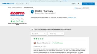 Top 778 Reviews and Complaints about Costco Pharmacy