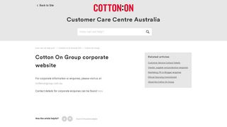 Cotton On Group corporate website – How can we help you?
