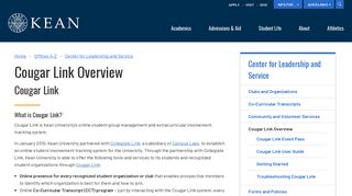 Cougar Link Overview | Kean University