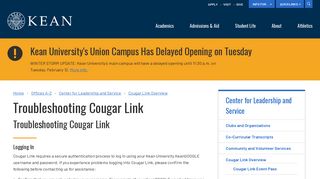 Troubleshooting Cougar Link | Kean University