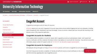 CougarNet Account - University of Houston