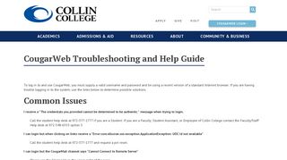 CougarWeb Troubleshooting and Help Guide - Collin College