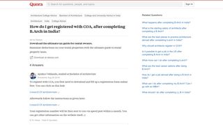 How to get registered with COA, after completing B.Arch in India ...
