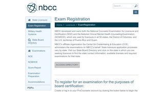 Exam Registration | NBCC