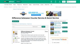Difference betwween Counter Service & Quick Service - Orlando ...