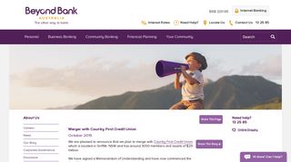Merger with Country First Credit Union - Beyond Bank