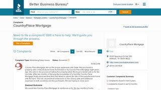 CountryPlace Mortgage | Complaints | Better Business Bureau® Profile