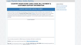Country Door Store Card Login, Bill Payment & Customer Support ...