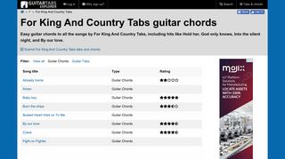For King And Country Tabs guitar chords - Guitar Tabs Explorer