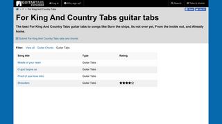 For King And Country Tabs guitar chords and tabs ...