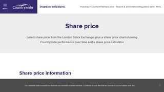Share price | Investor relations | Countrywide Plc