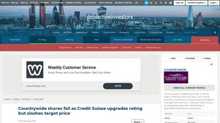 Countrywide PLC shares fall as Credit Suisse upgrades rating but ...