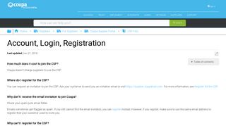 Account, Login, Registration - Coupa Success Portal