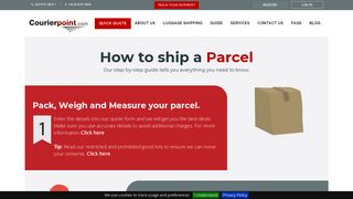 Explains how to send a parcel through Courierpoint.com