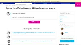 Course Hero | Tutor Dashboard https://www.coursehero.