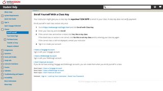 Enroll Yourself With a Class Key - WebAssign