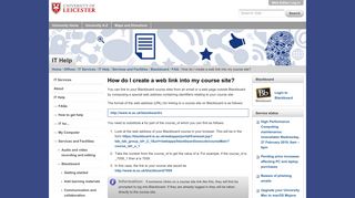 How do I create a web link into my course site? — University of Leicester