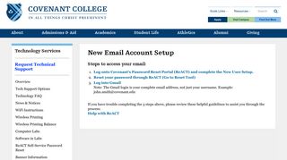 New Email Account Setup | Covenant College