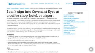 I can't sign into Covenant Eyes at a hotspot.