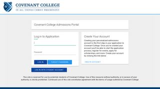 Admissions Portal - Scots Portal: Login - Covenant College