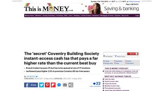 The 'secret' Coventry Building Society instant-access cash Isa | This is ...
