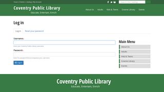 Log in | Coventry Public Library