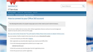 How to connect to your Office 365 account - University of Warwick