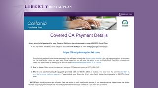 Covered CA Payment Details - LIBERTY Dental Plan
