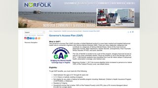 City of Norfolk, Virginia - Official Website - Governor's Access Plan (GAP)