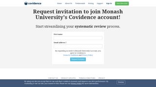 Request invitation to join Monash University's Covidence account!