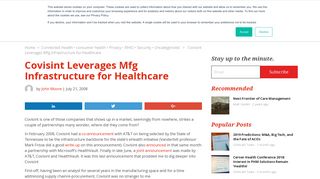 Covisint Leverages Mfg Infrastructure for Healthcare | Chilmark ...