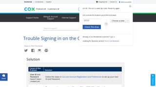 Trouble Signing in on the Cox Website