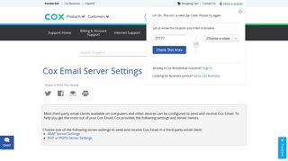 Cox Email Server Settings