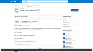 Need to access my router - Internet - Internet Forum - Cox Support ...
