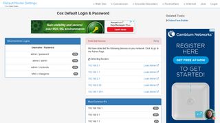 Cox Default Login & Password - Clean CSS
