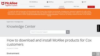 McAfee KB - How to download and install McAfee products for Cox ...