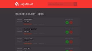 intercept.cox.com passwords - BugMeNot