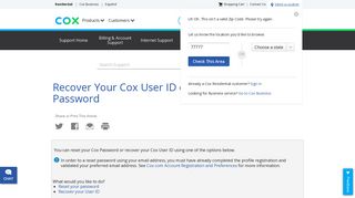 Recover Your Cox User ID or Reset Your Cox Password