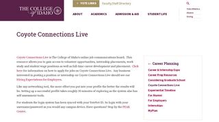 Coyote Connections Live | The College of Idaho