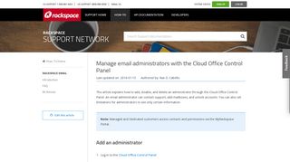 Manage email administrators with the Cloud Office Control Panel