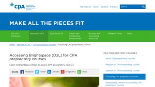 Accessing Brightspace (D2L) for CPA preparatory courses