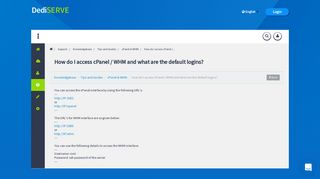 How do I access cPanel / WHM and what are the default logins ...
