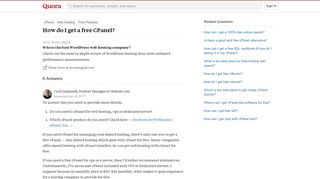 How to get a free CPanel - Quora