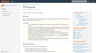 FTP Accounts - Version 78 Documentation - cPanel Documentation