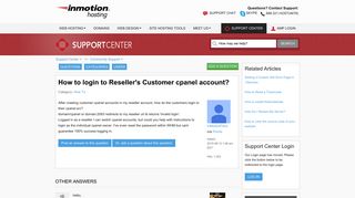 How to login to Reseller's Customer cpanel account? | InMotion Hosting