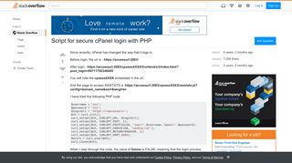 Script for secure cPanel login with PHP - Stack Overflow