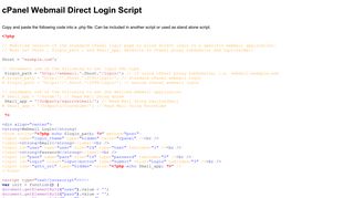 cPanel Webmail Direct Login Script - dropdeaddick.com