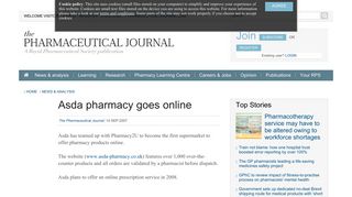 Asda pharmacy goes online | News | Pharmaceutical Journal