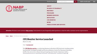 CPE Monitor Service Launched | National Association of Boards of ...
