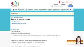Portal Administration - SingPass login - ECDA
